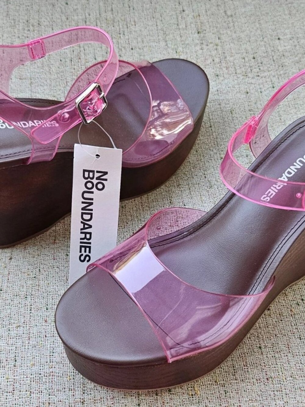 No Boundaries Women Heel Pink Clear Wedge Platform Sandals Size 6US 37EU NWT